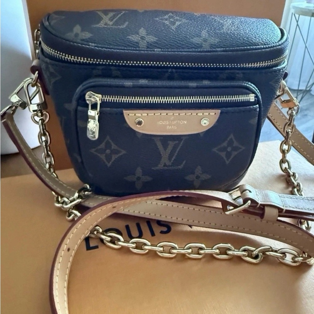 Louis Vuitton Monogram Crossbody Bag - Dark Blue and Tan